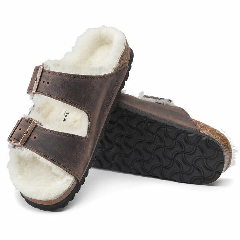 Birkenstock Shearling Oiled Læder Arizona Herre Kaffe | DK 247MQZ